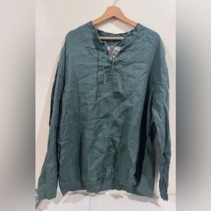 Manufacture de Lin Green Linen Top